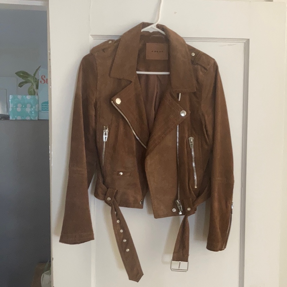 Blanknyc brown suede motorcycle jacket